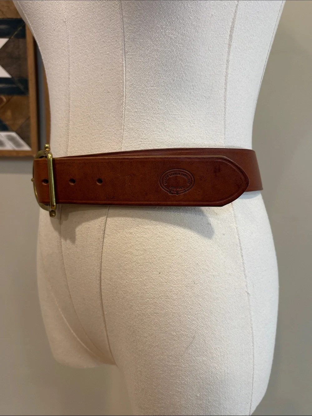 Vintage Ralph Lauren Saddlers Brown Leather Belt with Brass Buckle size Small